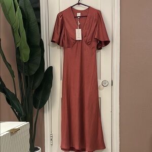 Joie Rose Maxi Dress with Flutter Sleeves